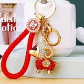 韩国可爱创意少女心招财小羊汽车钥匙扣女水钻包挂件钥匙链圈礼品
