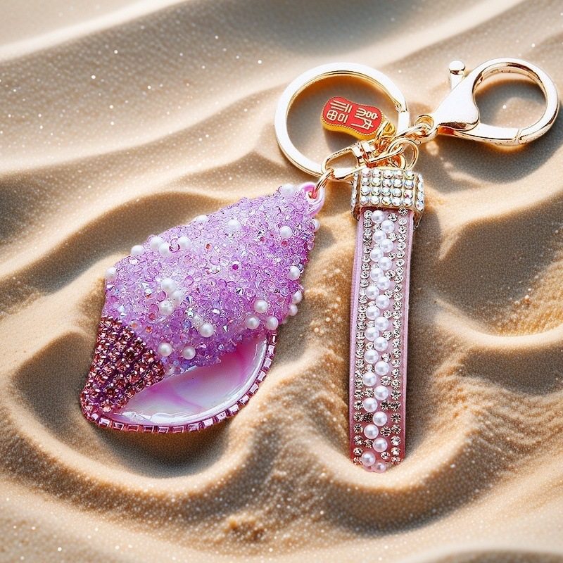 镶钻糖果色贝壳海螺汽车钥匙扣金属女包挂件钥匙链圈满钻挂饰,节庆用品/礼品,钥匙扣,淘宝优惠券,粉丝福利购,淘宝优惠卷
