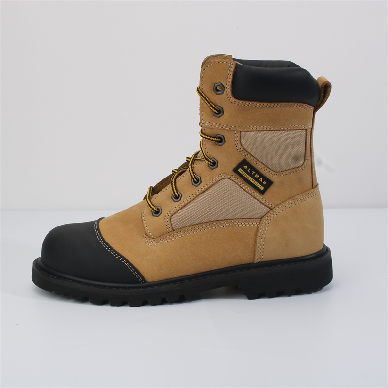 秋冬高帮美式工装男靴牛皮钢头防砸固特异户外休闲工装防护靴ST05