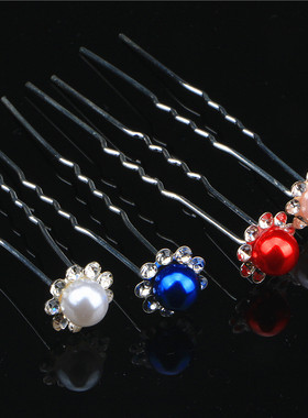 镶钻u型夹汉服配饰珍珠古风盘发