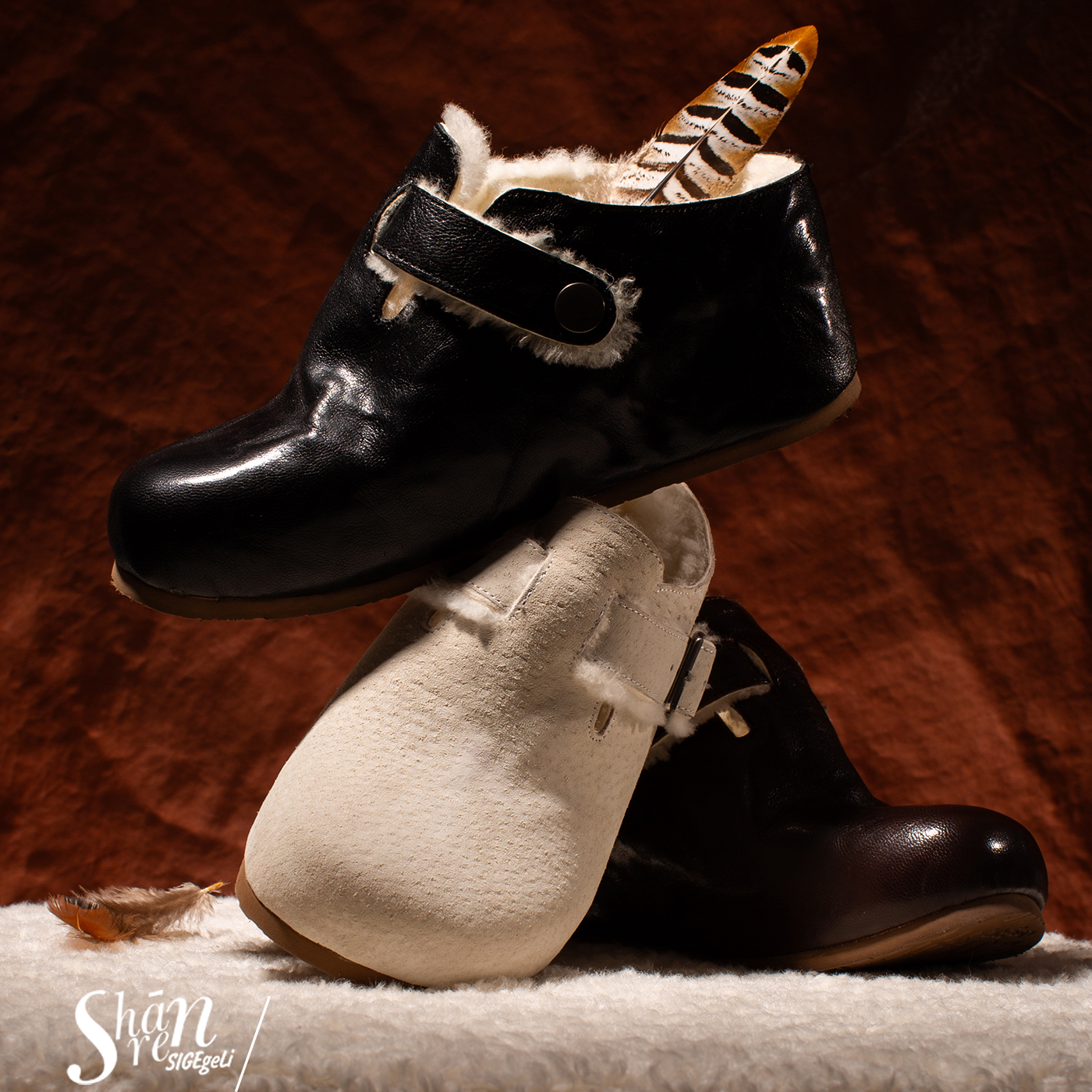 【增高7.0CM】羊羔毛厚底勃肯鞋