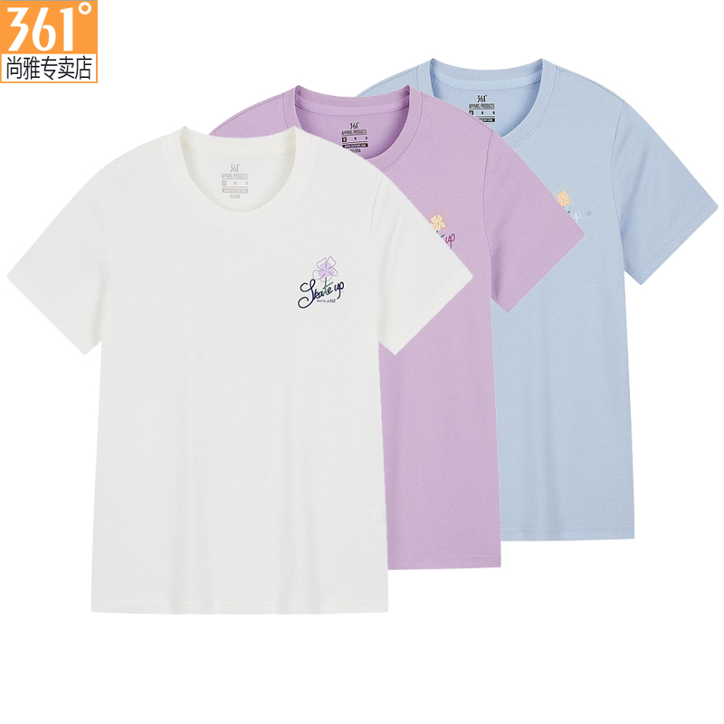 361度运动t恤女装正品夏季新品轻薄棉T透气圆领短袖T恤休闲女短T