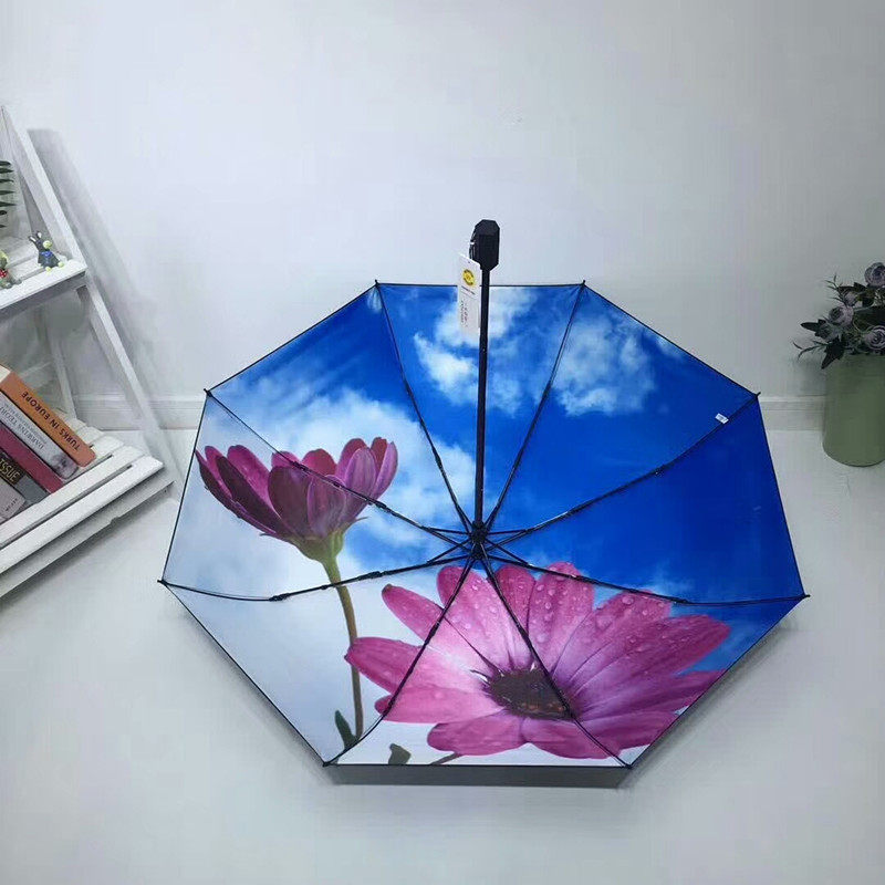 安诺淑平顶九合版加大伞面加固伞骨遮阳伞内花黑胶伞女太阳伞