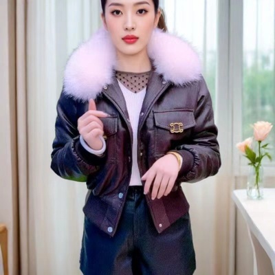 新款2025加绒加厚棉服短款皮衣