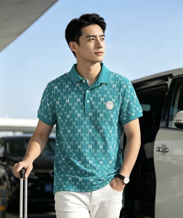 2026新款轻商务男士短袖Polo衫夏季翻领洋气帅气修身欧货刺绣潮