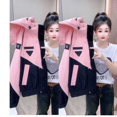 休闲新款长袖撞色冲锋衣外套百搭