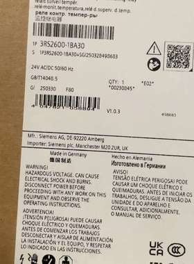 3RS2600-1BA30  温度监控继电器 带显示屏用于-议价