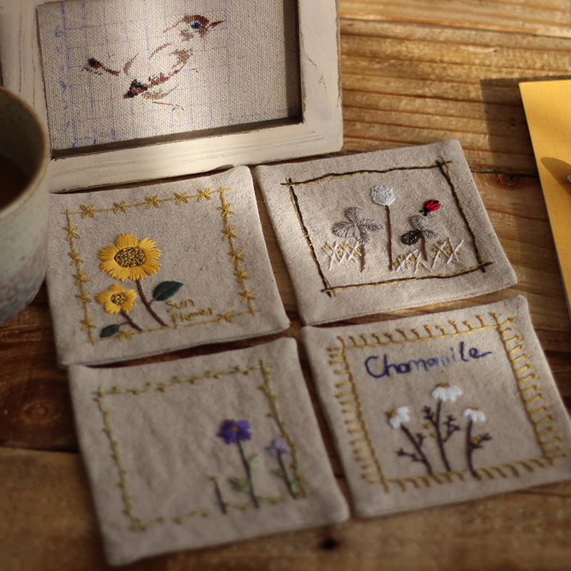 原创diy棉麻送男友情侣套件杯垫