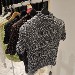 Ginza Mira 日本代购/诗贝绮立体短袖褶皱艺术452-198日式女装