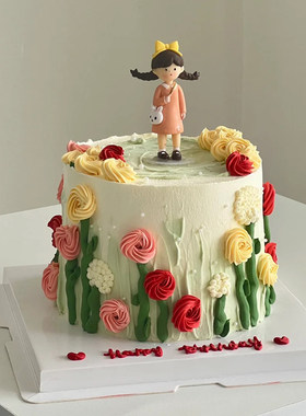 女孩生日蛋糕装饰摆件