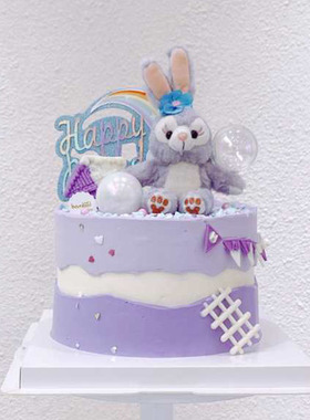 史黛拉兔子芭蕾舞兔儿童节蛋糕装饰摆件插件紫色兔子儿童坐姿兔