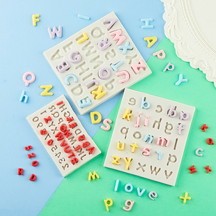 26个英文字母0-9数字硅胶模具巧克力翻糖蛋糕装饰大字母烘焙工具