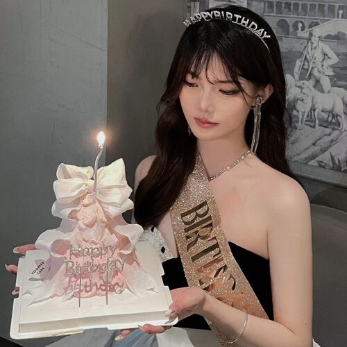 ins风丝带蝴蝶结蛋糕装饰摆件