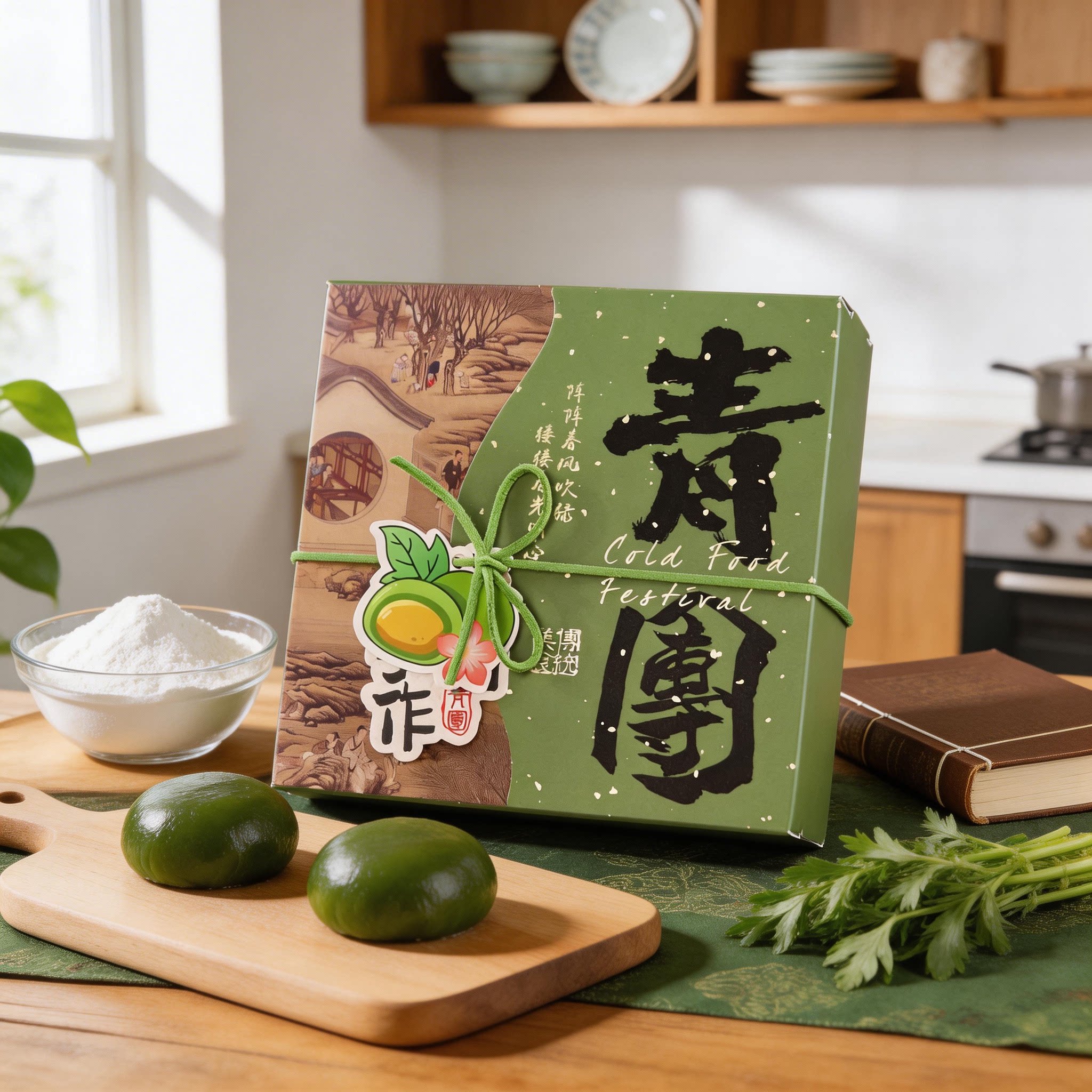 中式复古青团包装盒清明绿豆糕冰糕冰皮烘焙专用礼盒手提打包空盒