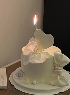 网红仿真蝴蝶兰蛋糕装饰插件白色玉兰花女神生日装饰品摆件配件