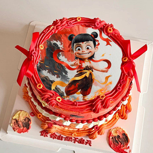 网红动漫魔童哪吒敖丙蛋糕装饰创