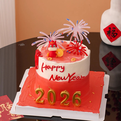 新年礼花happynewyear亚克力蛋糕装饰元旦跨年2026数字蜡烛插件