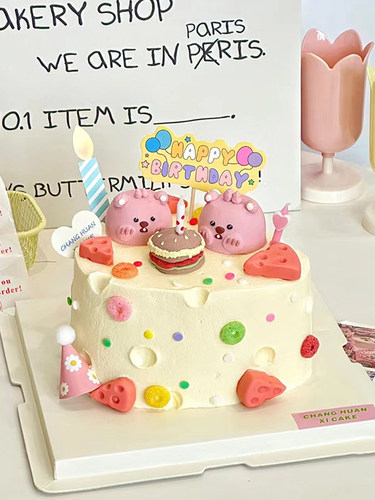 小红书同款小海狸奶酪蛋糕装饰