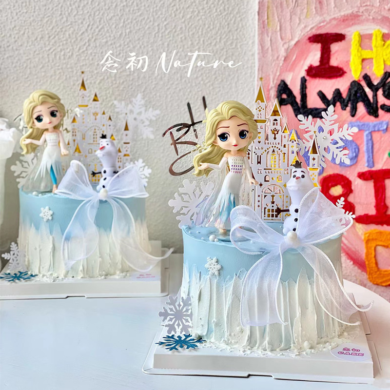 女孩蛋糕装饰摆件冰雪艾莎公主