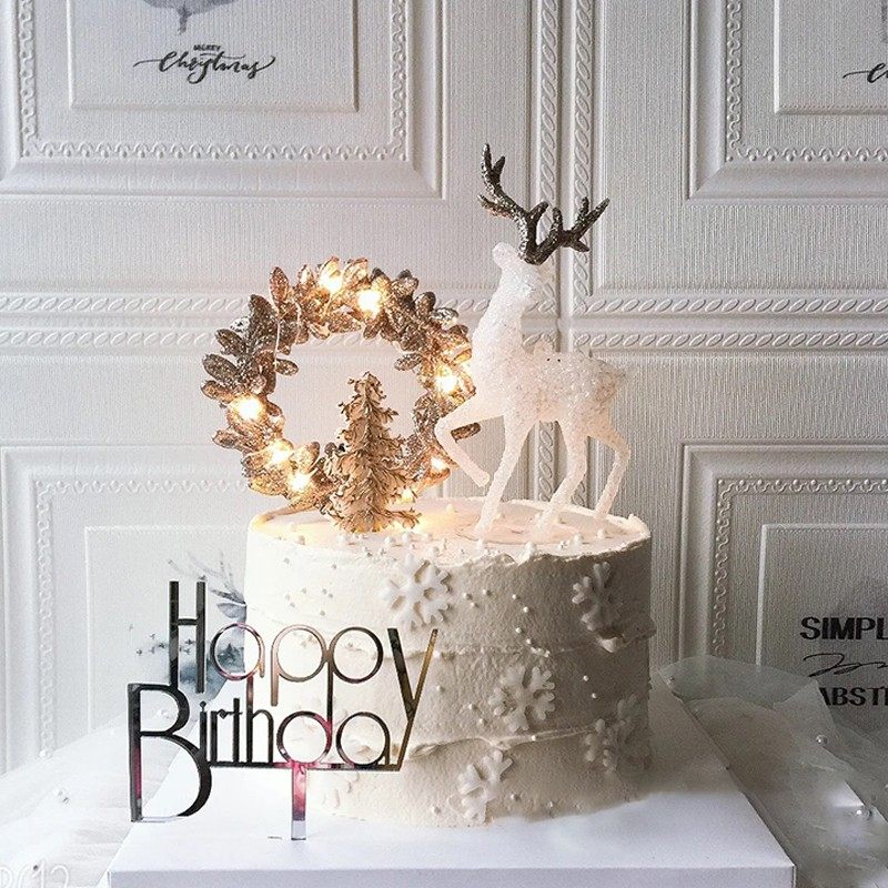 森系水晶鹿蛋糕装饰摆件 白色雪花麋鹿亚克力插牌烘焙情景装扮,节庆用品/礼品,节日装扮用品,淘宝优惠券,粉丝福利购,淘宝优惠卷