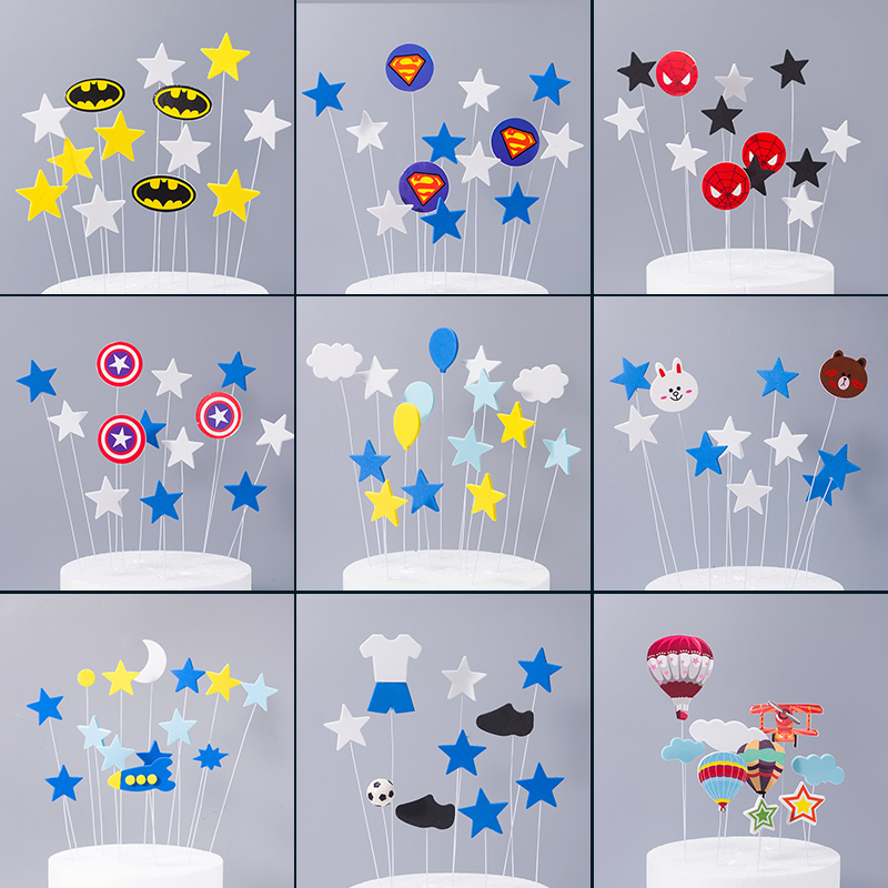 儿童卡通情景插牌生日蛋糕