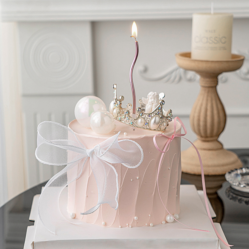 网红丘比特天使蛋糕装饰珍珠皇冠