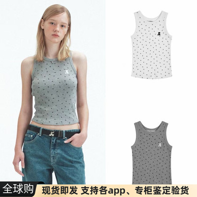 正品现货韩国RR Rest Recreation碎花华夫格短款刺绣满印无袖背心