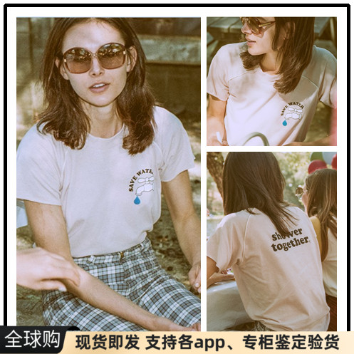 现货美国AA风camp collection save water字母短袖t恤tee