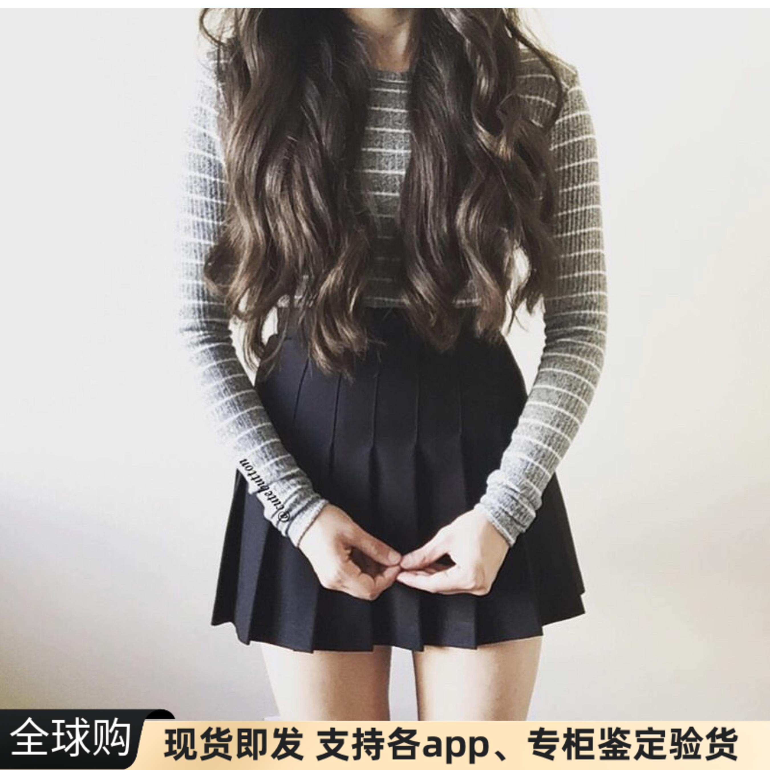 正品美产AA纯色高腰百褶裙JK短裙
