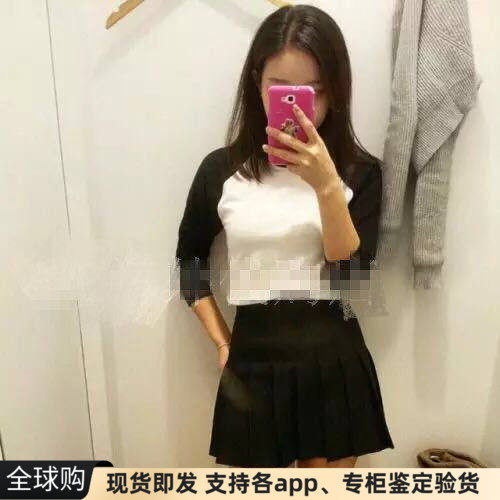 现货美国制原AA LA APPAREL郑秀晶潮ins插肩拼色七分袖棒球t恤tee