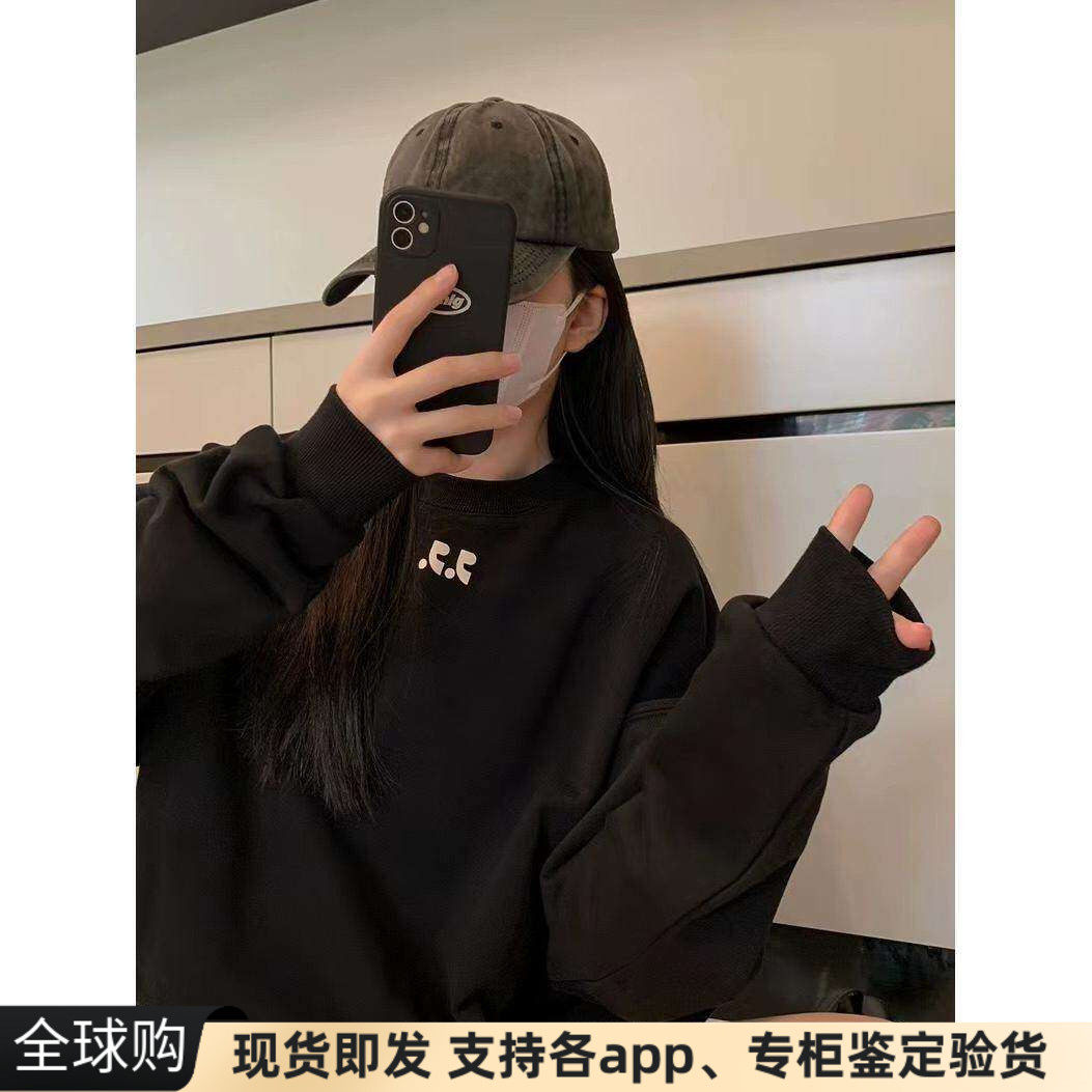印花logo圆领套头卫衣韩国RR