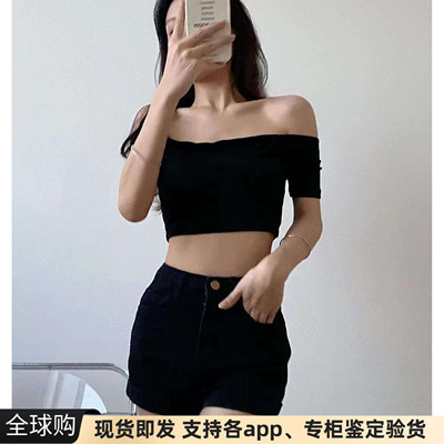 高腰AA复古潮包臀牛仔短裤