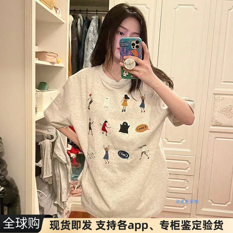 短袖t恤刺绣满印棉男女韩国ADER