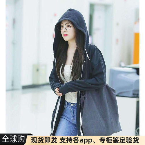 美国aa纯色宽松拉链外套连帽衫潮