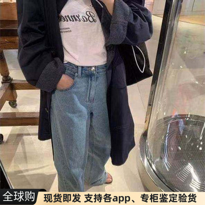 正品现货韩国Barnet八奶复古高腰水洗阔腿裤牛仔裤休闲长裤女春夏