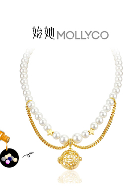 天然白贝壳珠电镀24K金镶锆石