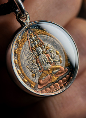 巴赫工作室千手观音唐卡国家非遗手工铁翦金工艺西藏吊坠男女项链