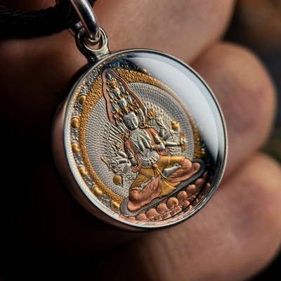 巴赫工作室非遗陨铁千手观音唐卡古法手工铁翦金西藏吊坠男女挂坠