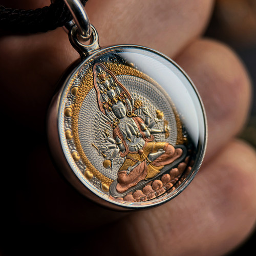 巴赫工作室非遗陨铁千手观音唐卡古法手工铁翦金西藏吊坠男女挂坠