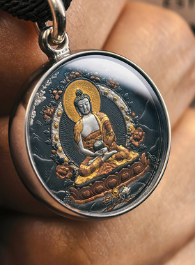 巴赫工作室阿弥陀佛唐卡国家非遗手工铁翦金工艺吊坠男女项链圆形