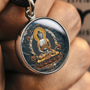 巴赫工作室阿弥陀佛唐卡国家非遗手工铁翦金工艺吊坠男女项链圆形