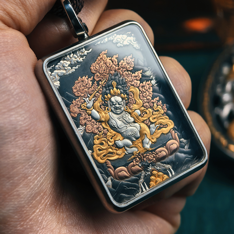 巴赫工作室不动尊唐卡非遗手工铁翦金工艺吊坠男女项链不动明王