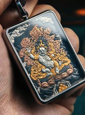 巴赫工作室非遗陨铁不动尊唐卡手工铁翦金吊坠男女项链不动明王