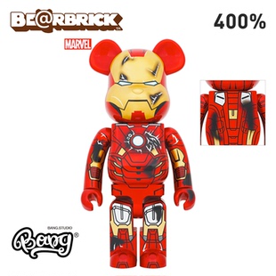 现货 Bang IRON Bearbrick MAN 400% 钢铁侠 战损版 MK7 漫威