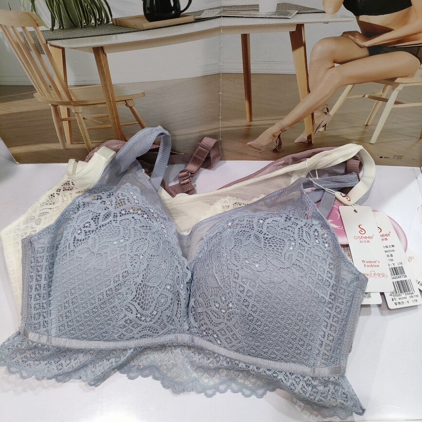 断码欧诗雨 小心机网纱蕾丝抹胸式文胸中薄聚拢文胸单排扣无钢圈