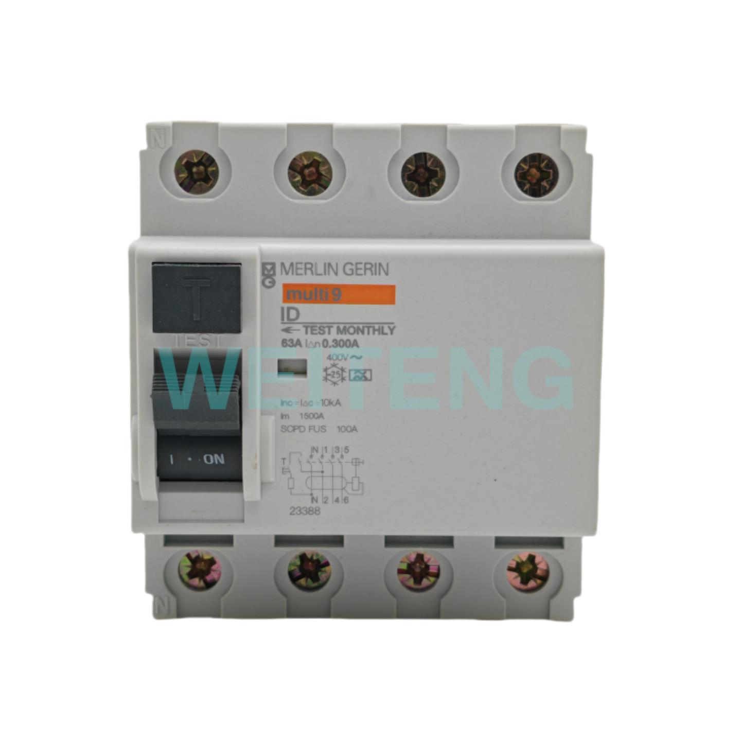 MERLIN GERIN梅兰日兰 ID 63A 4P 漏电保护断路器300mA开关 23388
