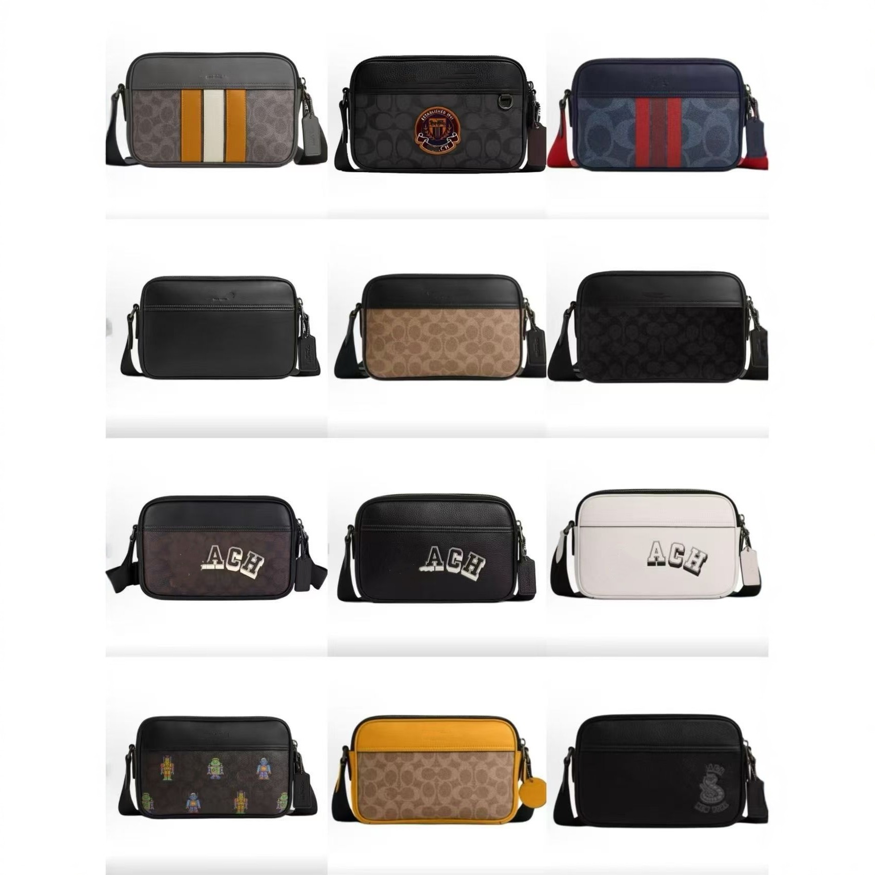 C家跨境大牌男士相机包潮流时尚单肩斜跨包休闲小方包便携男包