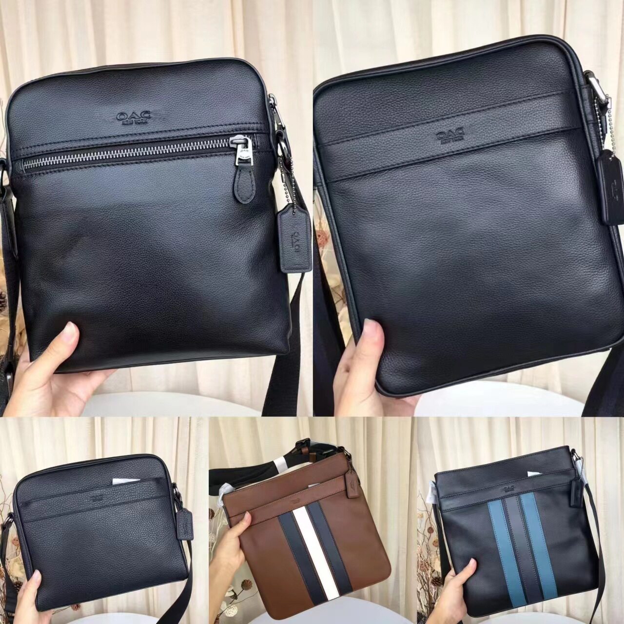 C家经典男士单肩包简约飞行员包商务休闲出行斜跨包跨境大牌男包