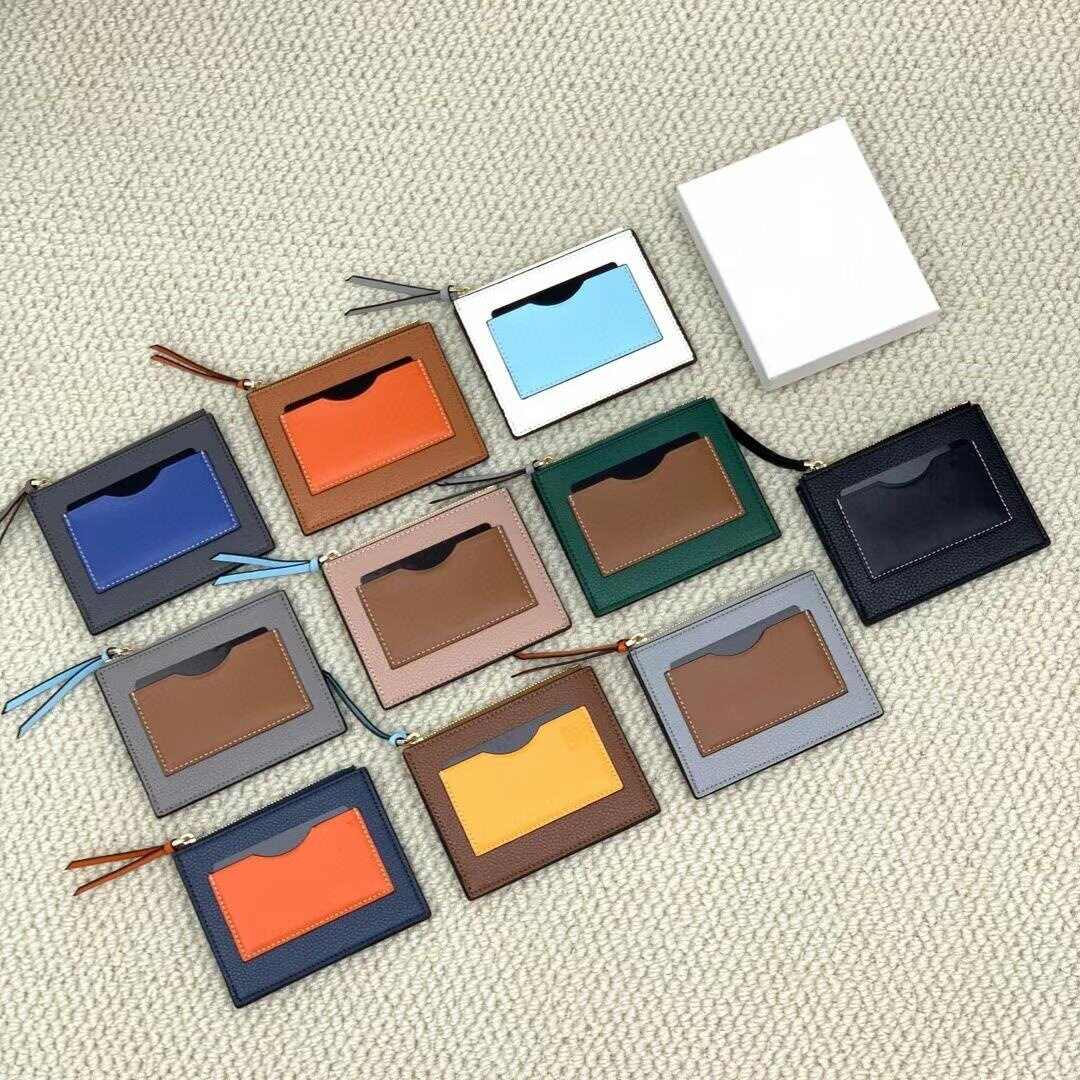 广州罗家Puzzlee卡包卡夹真皮拉链零钱包拼接撞色几何包收纳卡片