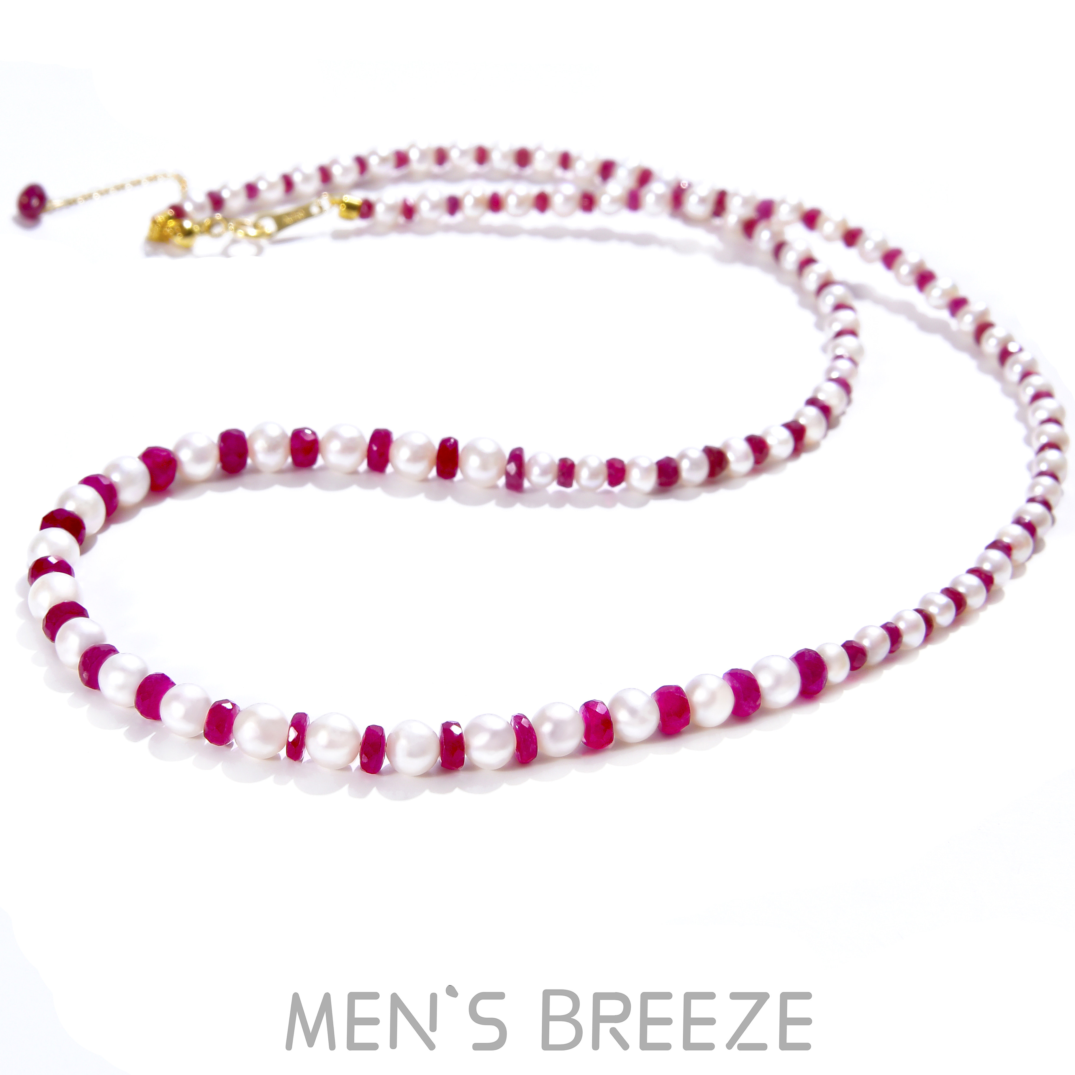 18K金满天星珍珠刻面红宝鸽血红锁骨项链延长链5CM新年红正圆礼物